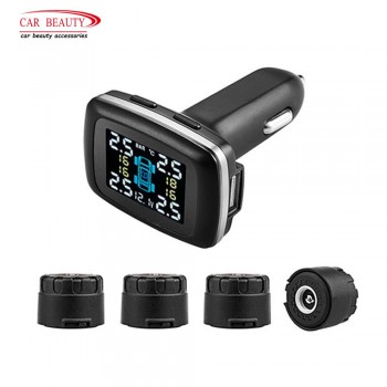 Smart Car TPMS Tire Pressure Monitoring System with 4 External Sensors Auto Security Alarm Systems for Tyre Cigarette Lighter