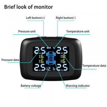 Smart Car TPMS Tire Pressure Monitoring System with 4 External Sensors Auto Security Alarm Systems for Tyre Cigarette Lighter