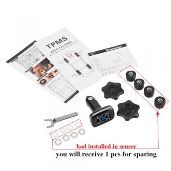 Smart Car TPMS Tire Pressure Monitoring System with 4 External Sensors Auto Security Alarm Systems for Tyre Cigarette Lighter
