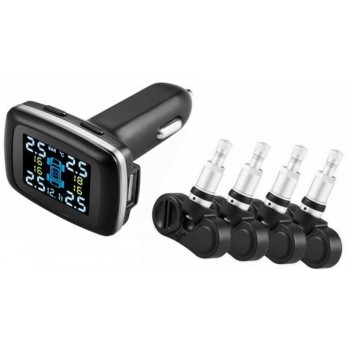 TPMS LCD Car Tire Pressure Monitoring System Monitor Pressure Gauge With 4 Sensors Have USB Socket In Monitor Car Accessories