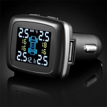 TPMS LCD Car Tire Pressure Monitoring System Monitor Pressure Gauge With 4 Sensors Have USB Socket In Monitor Car Accessories