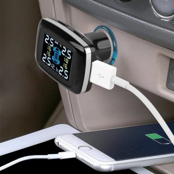 TPMS LCD Car Tire Pressure Monitoring System Monitor Pressure Gauge With 4 Sensors Have USB Socket In Monitor Car Accessories