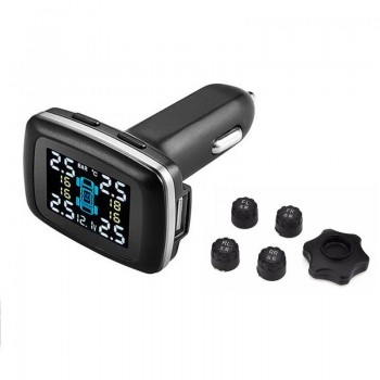 TPMS LCD Car Tire Pressure Monitoring System Monitor Pressure Gauge With 4 Sensors Have USB Socket In Monitor Car Accessories