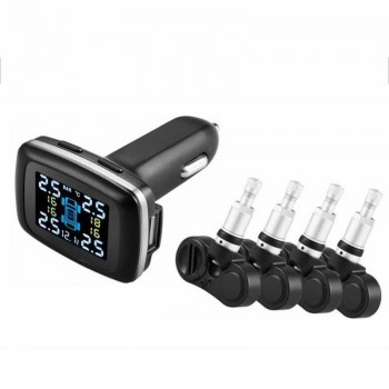 TPMS LCD Car Tire Pressure Monitoring System Monitor Pressure Gauge With 4 Sensors Have USB Socket In Monitor Car Accessories