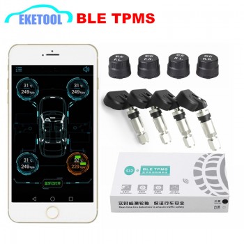 BLE TPMS Wireless 4 Sensors Car Tire Tyre Pressure Monitoring System TPMS Alarm Warning By Bluetooth 4.0 For APP IOS/Android