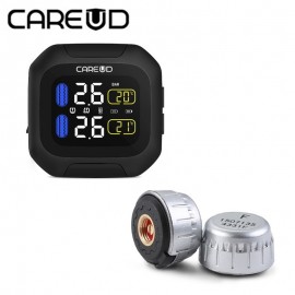 Original CAREUD Wireless Motorcycle TPMS Tire Pressure Monitoring System Motor Tyre Aotu Alarm 2 External Sensor Moto Tools