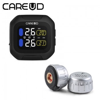 Original CAREUD Wireless Motorcycle TPMS Tire Pressure Monitoring System Motor Tyre Aotu Alarm 2 External Sensor Moto Tools