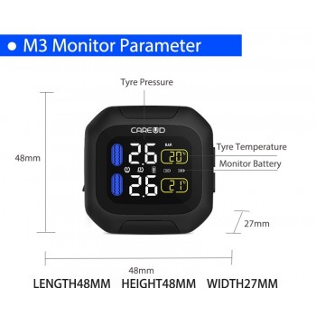 Original CAREUD Wireless Motorcycle TPMS Tire Pressure Monitoring System Motor Tyre Aotu Alarm 2 External Sensor Moto Tools