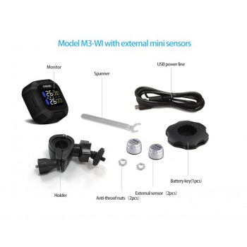 Original CAREUD Wireless Motorcycle TPMS Tire Pressure Monitoring System Motor Tyre Aotu Alarm 2 External Sensor Moto Tools