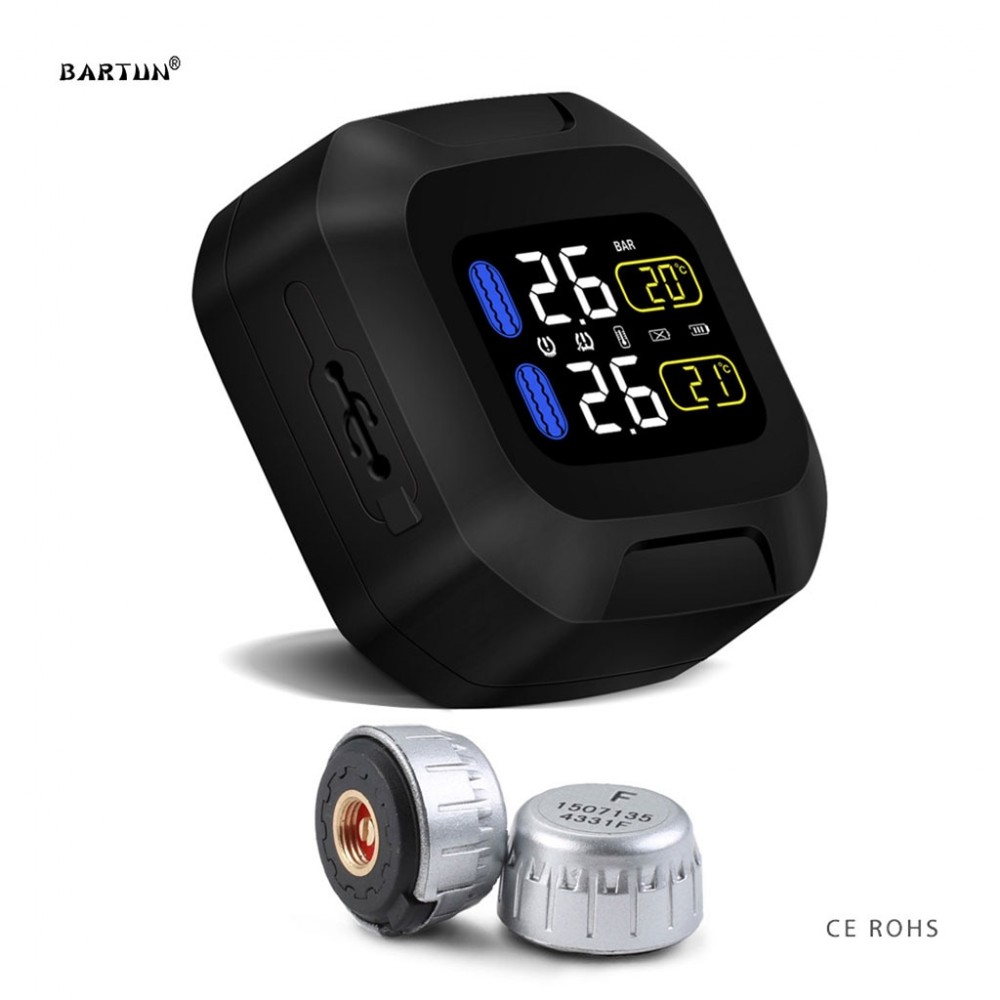 M3 Motorcycle TPMS Tire Pressure Monitoring Device 2 External Tyre Sensors Accurately Detect Temperature Pressure In Real Time