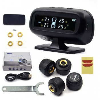 TPMS  Solar Power charging Car Tire Pressure Alarm Monitoring System Tyre Pressure Sensor Auto Security Alarm monitor System