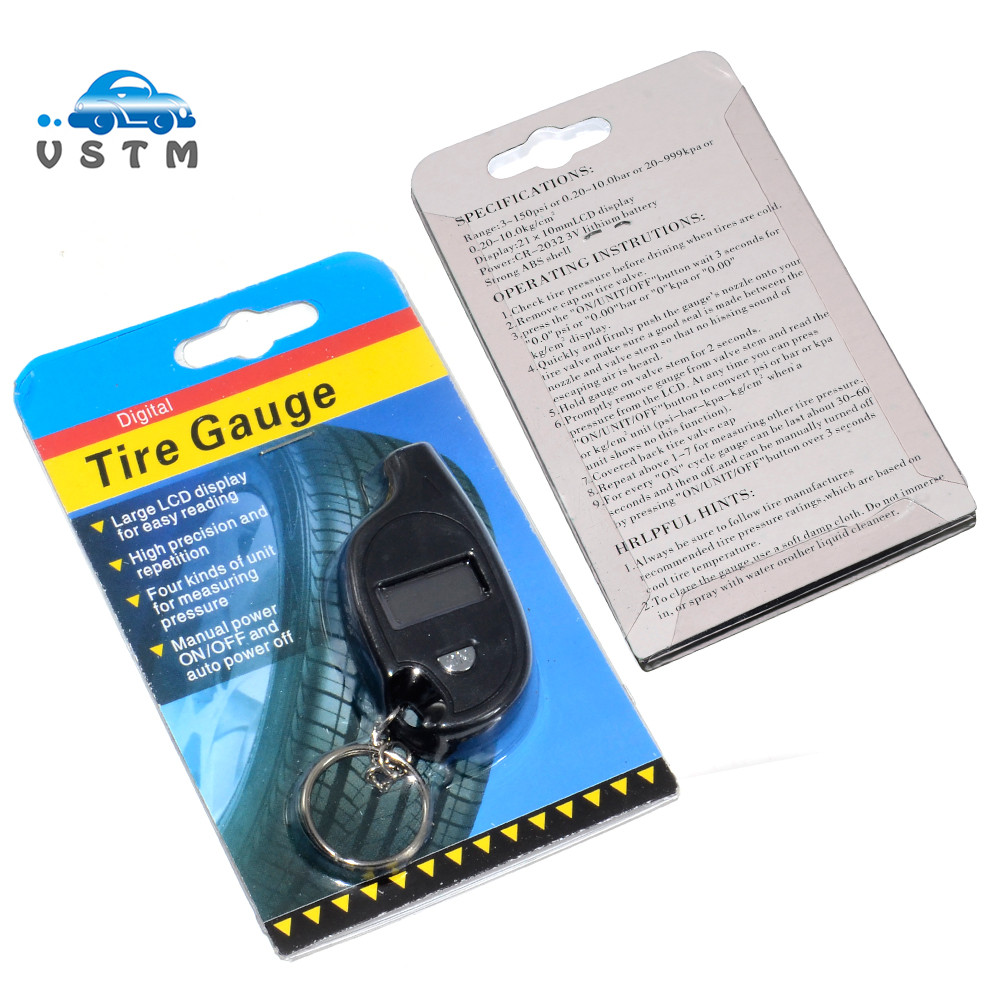 Wholesale Tire Pressure Mini Keychain Digital LCD 2-150 PSI Tire Tyre Wheel Air Pressure Gauge Tester Procession Tool Monitor