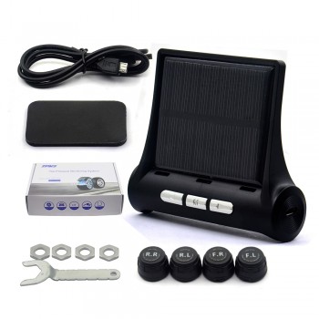 Professional Solar TPMS Car Tire Pressure Alarm Monitor System Display 4 External Sensors Temperature Warning Fuel Save