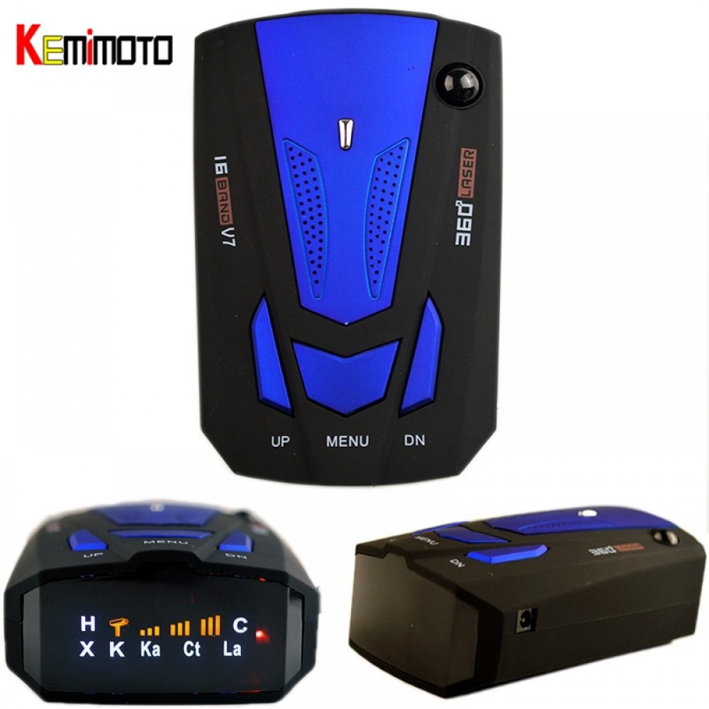 KEMIMOTO V7 Car Radar Detector Auto 360 Degree Vehicle Speed Voice Alert Warning 16 Band Speed Control Detector English/Russian