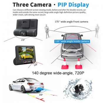 2 in 1 Car Radar Detector 4.0 DVR Camera With Russian amp; English Full HD 1080P Speedcam Anti Radar Detector Dash Cam three lens