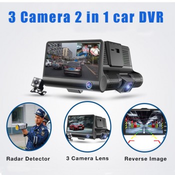 2 in 1 Car Radar Detector 4.0 DVR Camera With Russian amp; English Full HD 1080P Speedcam Anti Radar Detector Dash Cam three lens