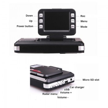 Hippcron Radar Detector Car DVR 2 IN 1 Russian and English Voice Full Band K KA X Antiradar and Speed Gun 720P G-Sensor