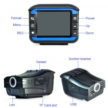 Portable Auto Radar Detectors with DVR Dash Cam Vehicle Anti Police Speed Control Safety Voice Alarm 2 in 1 Radar Detection