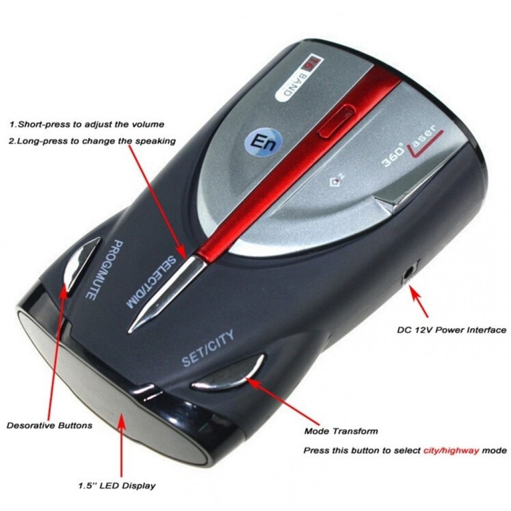 Hot! XRS 9880 Car Radar Detector Cobra Full 16-Band Russian amp; English Language Lacer Anti Radar Detector for Driving
