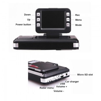 SINOVCLE Radar Detector Car DVR 2 IN 1 Russian and English Human Voice Full Band K KA X Antiradar and Speed Gun 720P G-Sensor