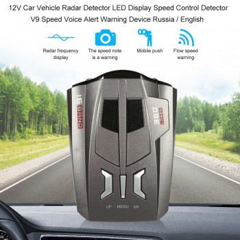 12V Car Vehicle Radar Detector LED Display Speed Control Detector  V9 Speed Voice Alert Warning Device  Russia / English