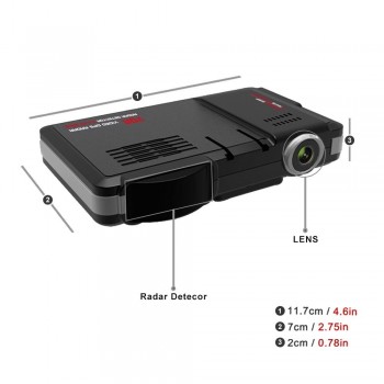 2 in 1 360 Degree Auto Radar Detectors Camera HD Dash Cam G-Sensor Safety Anti Police Speed Control Vehicle Radar Detection