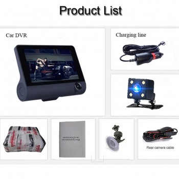 2 in 1 Car DVR Radar detector 4.0 inch 3 lens Dashbord Camera registrar Video Recorder with Rearview Camera Dash Cam