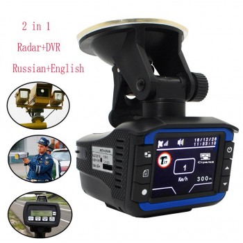 QUIDUX 2 in 1 Anti laser Car radar detector dvr camera recorder 2.4 tft 150 degree lens (Russian+English Voice) version HD 720P