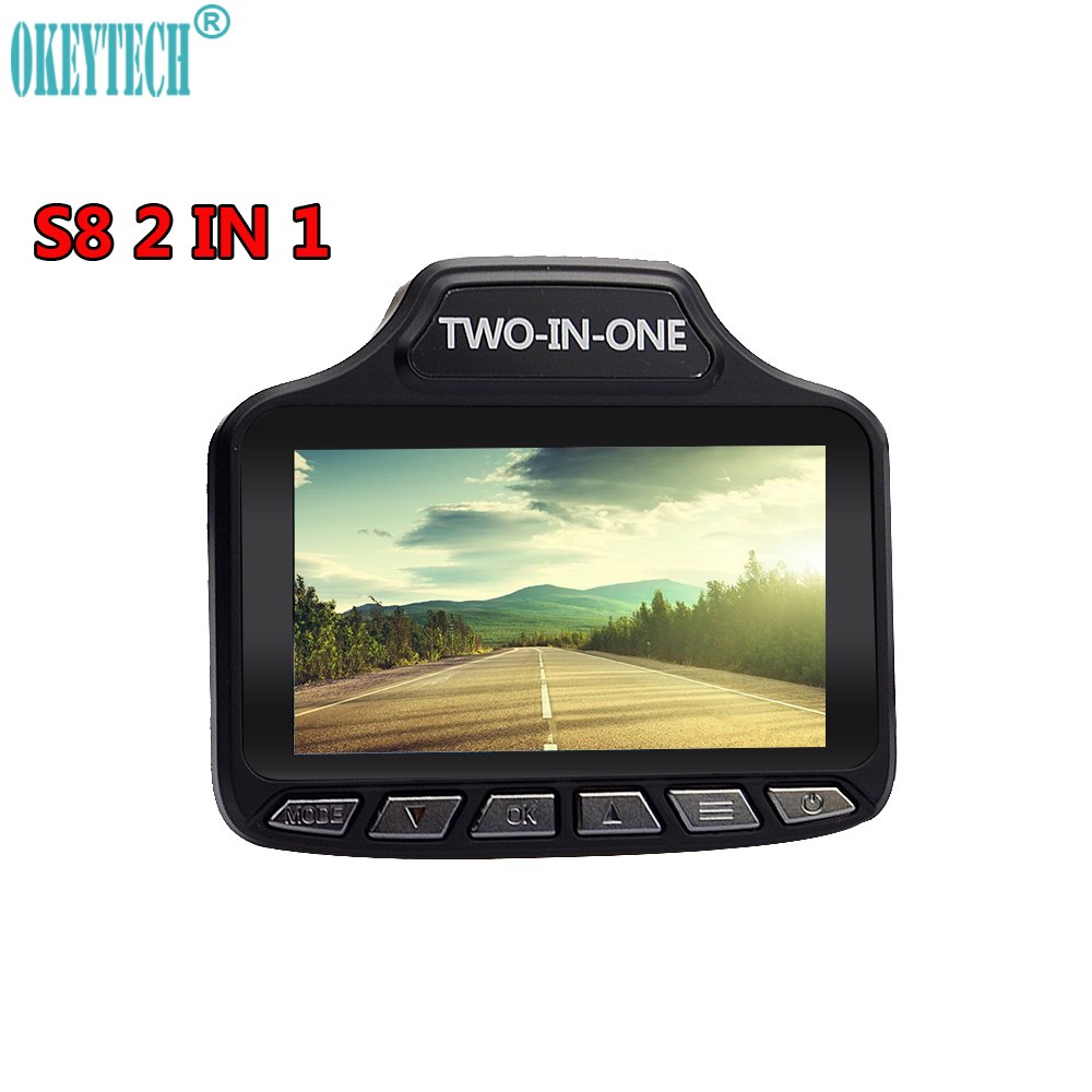 OkeyTech New 2 in 1 Car DVR Best Radar Detector Auto Camera Recorder Anti Radar G-sensor Car-detector Russianamp; English Version