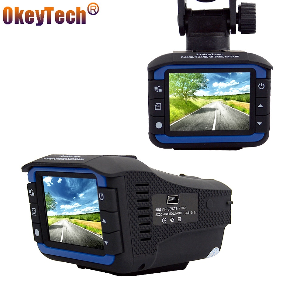 OkeyTech Best Quality Car DVR Radar Detector 2 in 1 Car-Detector Camera Anti Radar Detectors Russian amp; English Version