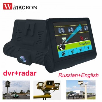 Best 2 in 1 Russianamp; English Voice Car DVR Radar Detector 4.0  Dual lens dvr Camera FHD 1080P Speed Cam Anti Laser Detector