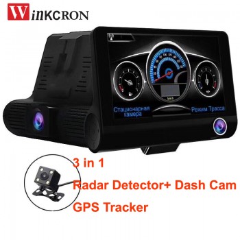3 in 1 Car DVR Radar Detector 4.0 inch Dash camera GPS logger car radar tachograph Traffic warning Full HD 1080P3 lens