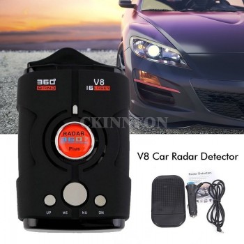 DHL 100PCS Professional LED Display V8 Car Radar Detector 360 Degrees Russia / English Voice Alert Warning Radar Detectors