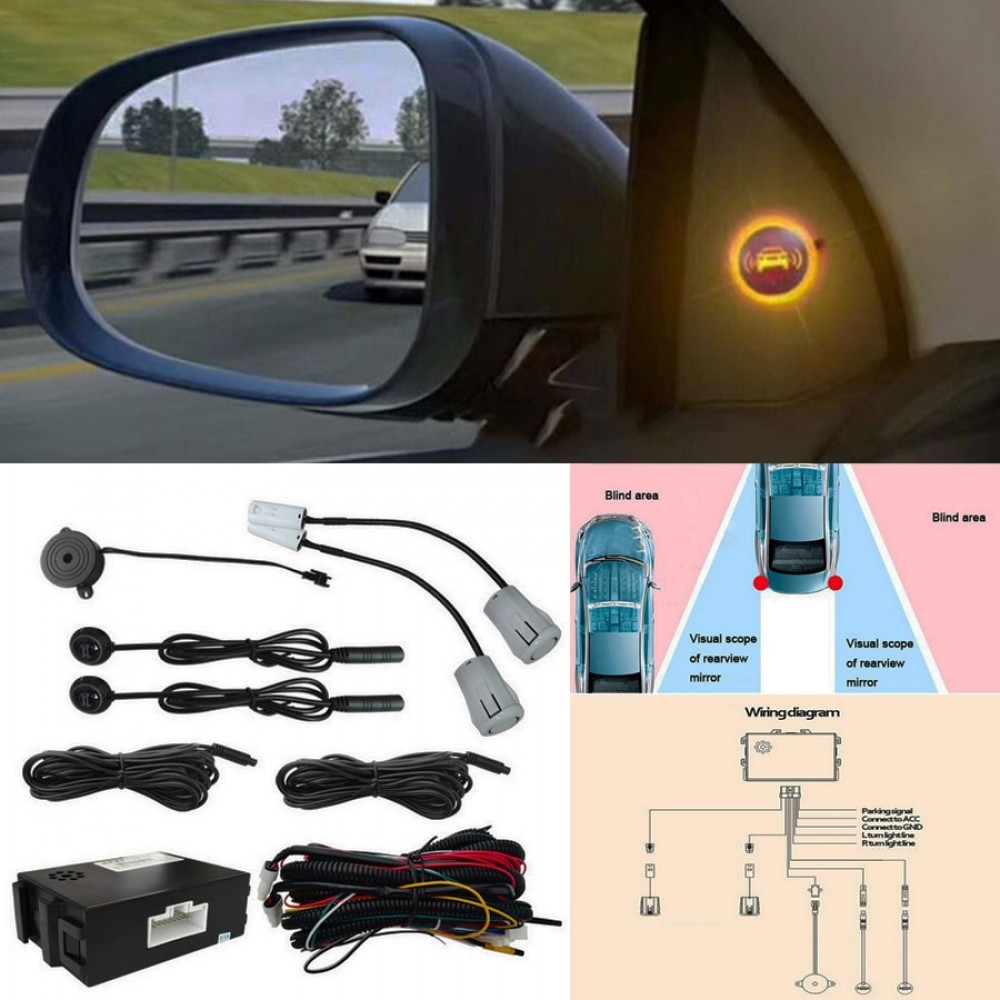 Ultrasonic Radar Blind Spot Detection System BSM Ultrasonic Wave Blind Spot Monitoring Assistant Car Driving Security