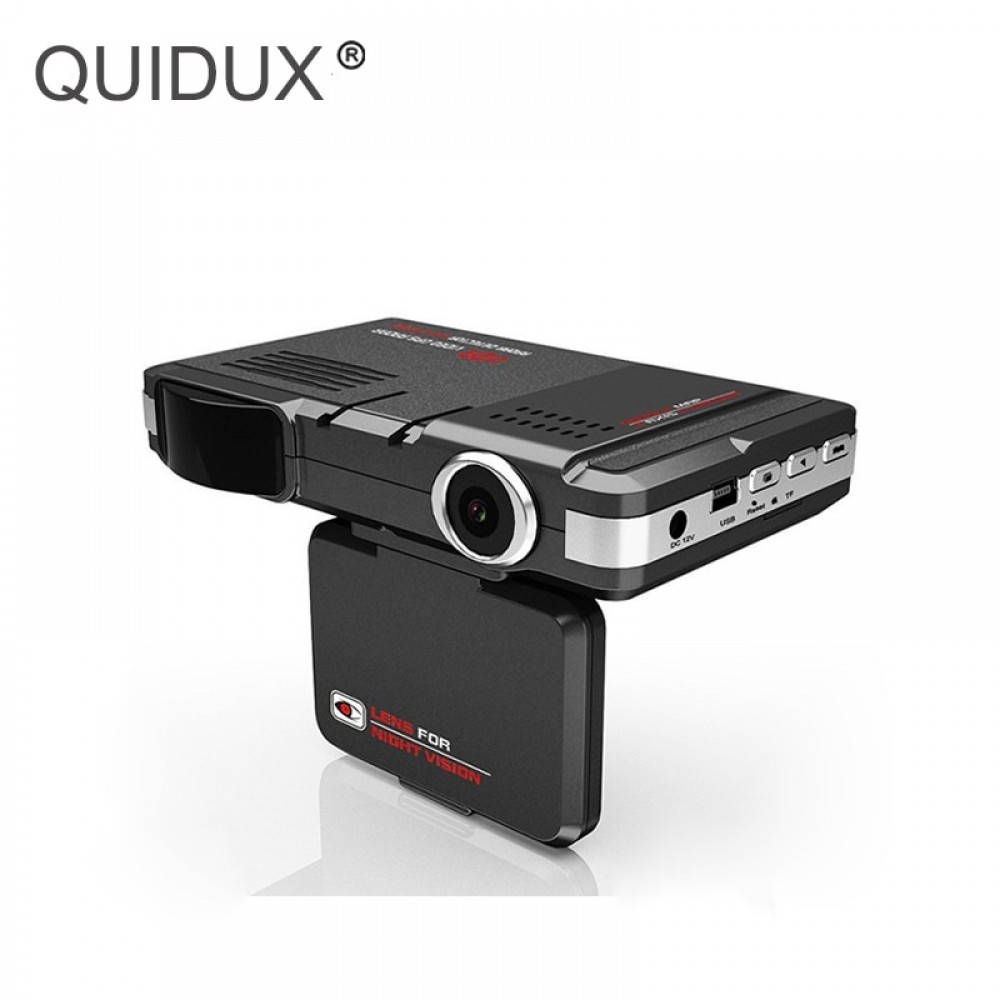 QUIDUX 3 in 1 Radar Detector  Alarm System Warning GPS Logger Tracker Car DVR Camera HD 720P Video Recorder Rusian Voice