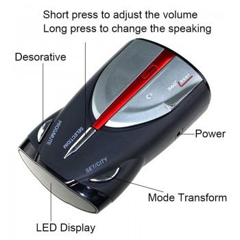 Portable 360 Degree Voice System Auto Radar Detectors Anti Police Safety Full 16 Band LED Display Alert Warning Radar Detection