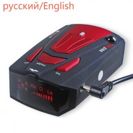 Car Anti speed Radar Detector Englishamp; Russia Option V7  Blue and Red color Free Shipping radar detector