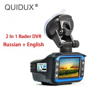 QUIDUX 2 in 1 Anti laser Car radar detector dvr camera recorder 2.4 tft 150 degree lens (Russian+English Voice) version HD 720P