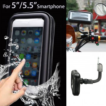 Mofaner 1 Set Universal Waterproof Motorcycle Scooter Bicycle Phone Holder Mount Case Bag Pouch For Cell Phone GPS