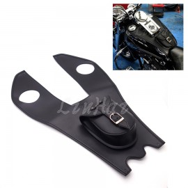 New Motorcycle Black PU Leather Dual Gas Tank Cap Bag Cover Panel Bag For Harley Touring