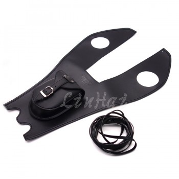 New Motorcycle Black PU Leather Dual Gas Tank Cap Bag Cover Panel Bag For Harley Touring