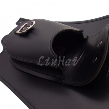 New Motorcycle Black PU Leather Dual Gas Tank Cap Bag Cover Panel Bag For Harley Touring