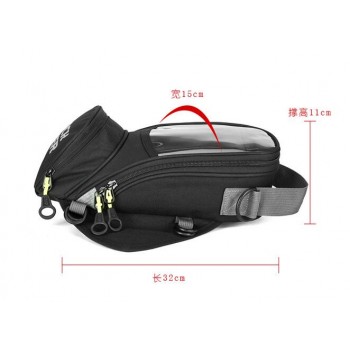 MOGP Premium Black Fuel Tank Bag Bike Motorcycle Outdoor wallet Gear magnetic fixed straps mobile phone navigation