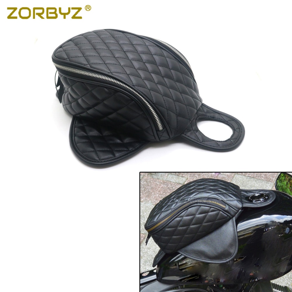 ZORBYZ Waterproof Magnetic Motorcycle Diamond Artificial Leather Oil Fuel Tank Travel Bag For Harley 883 1200