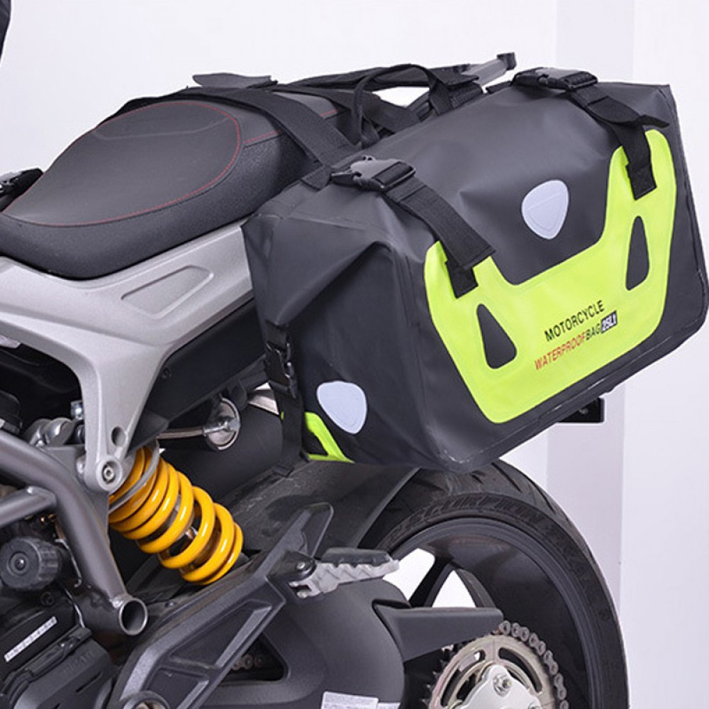 Universal 1 Pairs Green Motorcycle PVC Water Proof Saddle Bag Luggage Storage Outdoor Travelling Bag Large Capacity For Ducati