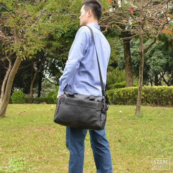 Motorcycle Bags Mens Messenger Bag Handbag Full Grain Cow Leather Retro Vintage Shoulder Bag Crossbody Bag