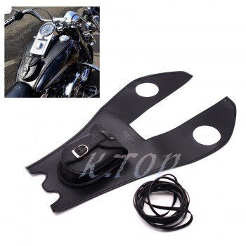Black PU Leather Dual Gas Tank Cap Bag Cover Panel Bag For Harley-Davidson Touring