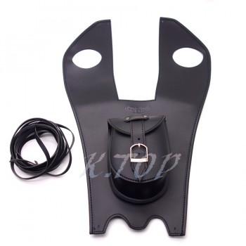 Black PU Leather Dual Gas Tank Cap Bag Cover Panel Bag For Harley-Davidson Touring