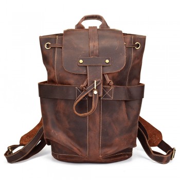 Motorcycle Bag Backpack Men Full grain cow leather Luggage Bags Student Schoolbags Men Travel Bags