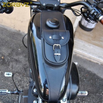 ZORBYZ Motorcycle Black Faux Leather 4.5 Gallons Tank Cap Cover Panel Bag For Harley Sportster XL883 1200